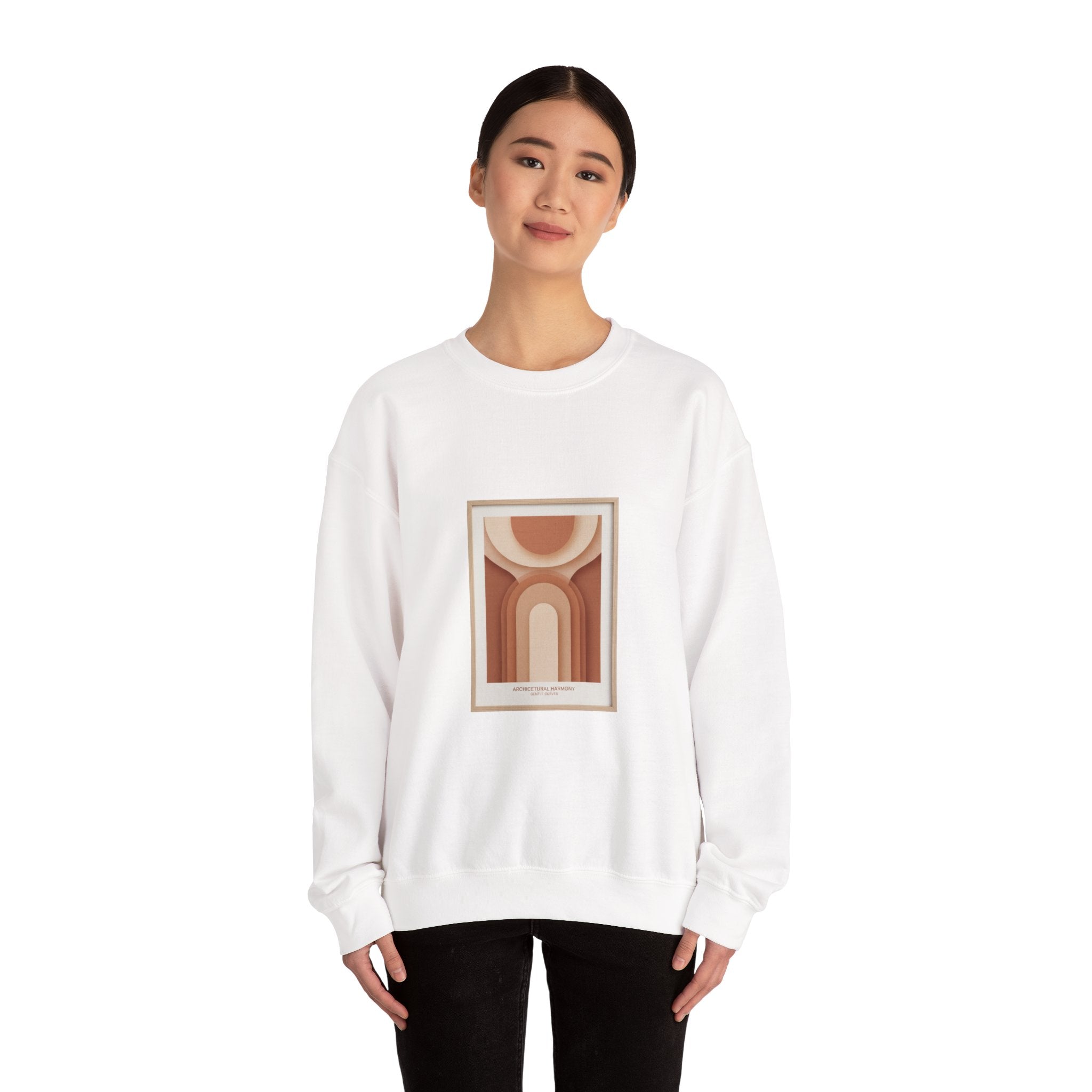 Terracotta Arch Abstract Sweatshirt | warm neutral shapes, clay tone art