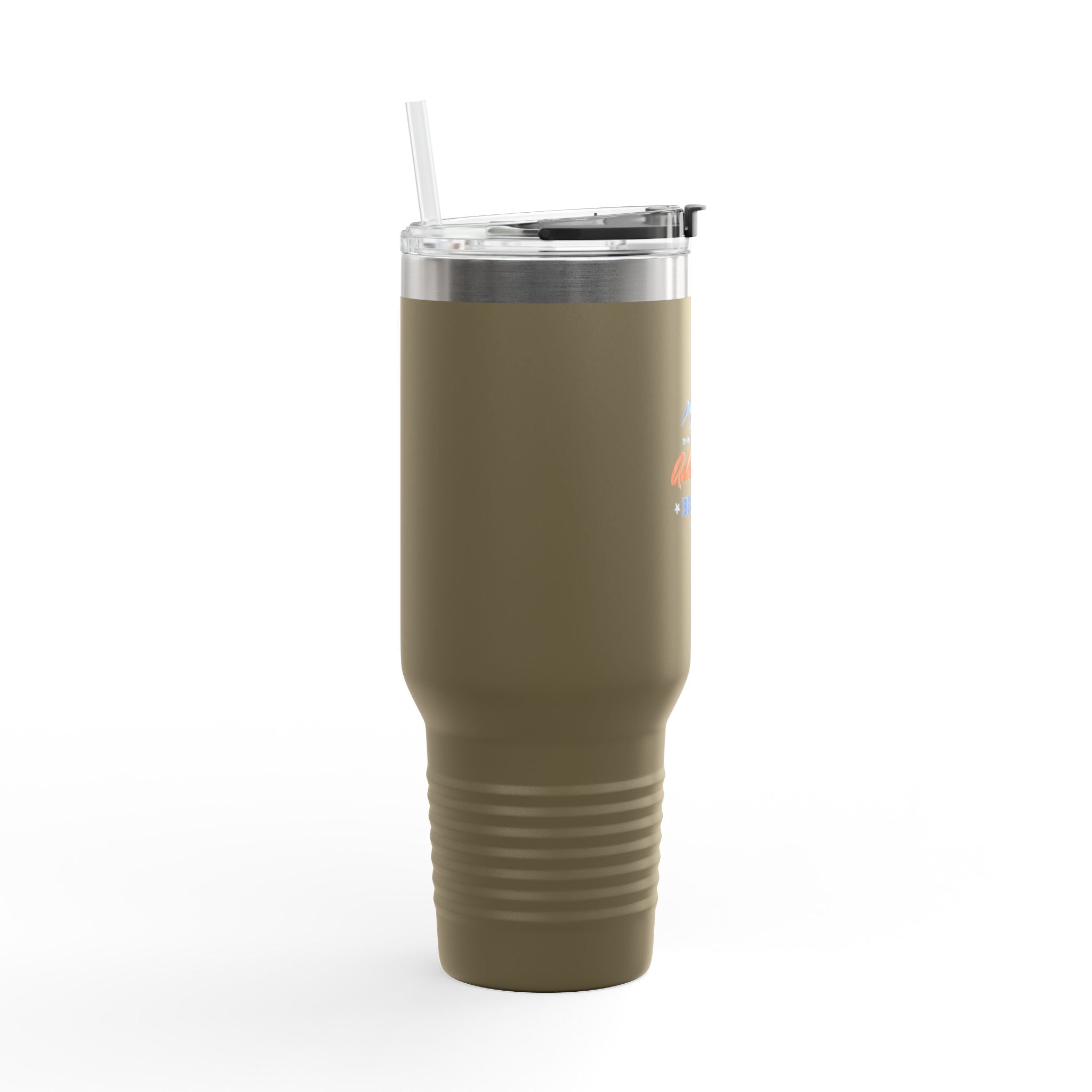 40oz Insulated Travel Mug — “The Adventure Begins” Mountain Stainless Tumbler