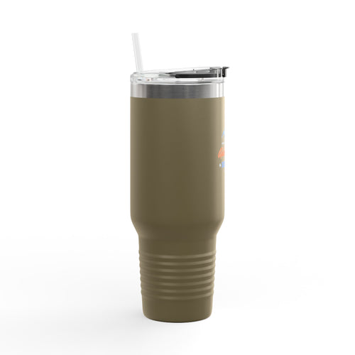 40oz Insulated Travel Mug — “The Adventure Begins” Mountain Stainless Tumbler