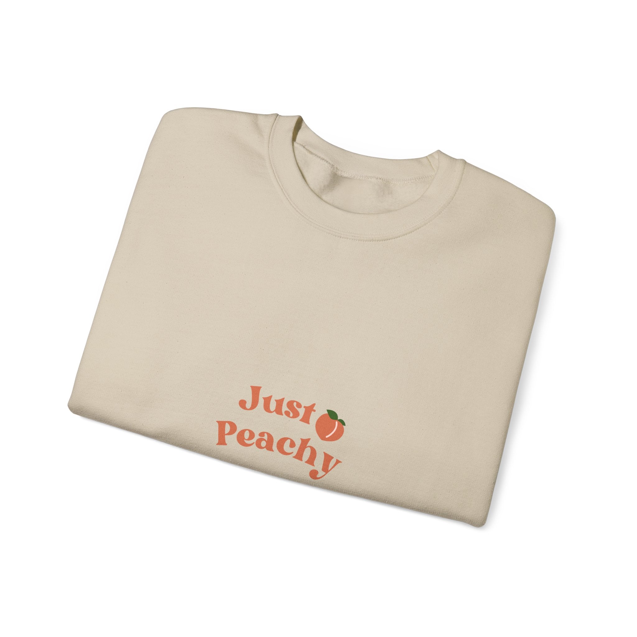 Just Peachy Crewneck Sweatshirt — Cute Peach Graphic Pullover