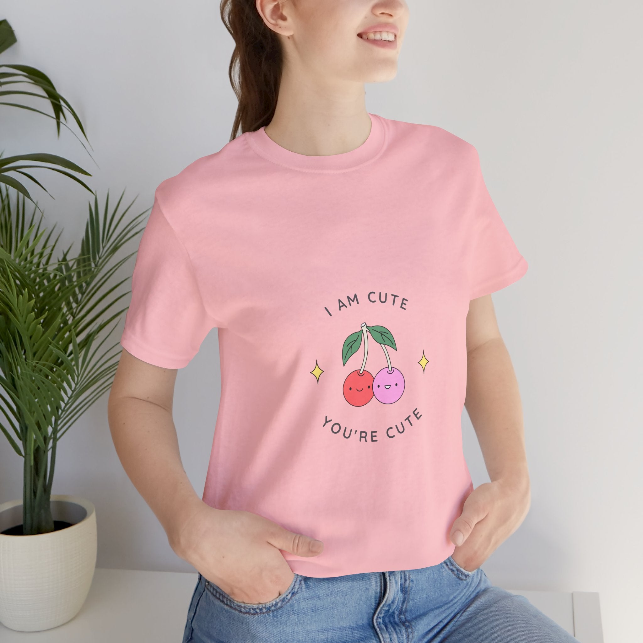 Cute Cherries Graphic Tee — "I Am Cute, You're Cute" Cute Fruit T-Shirt