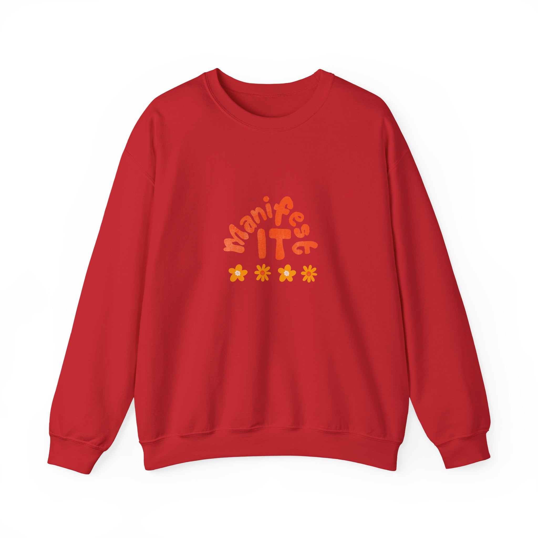 Manifest It Sweatshirt — Retro Flower Graphic Crewneck