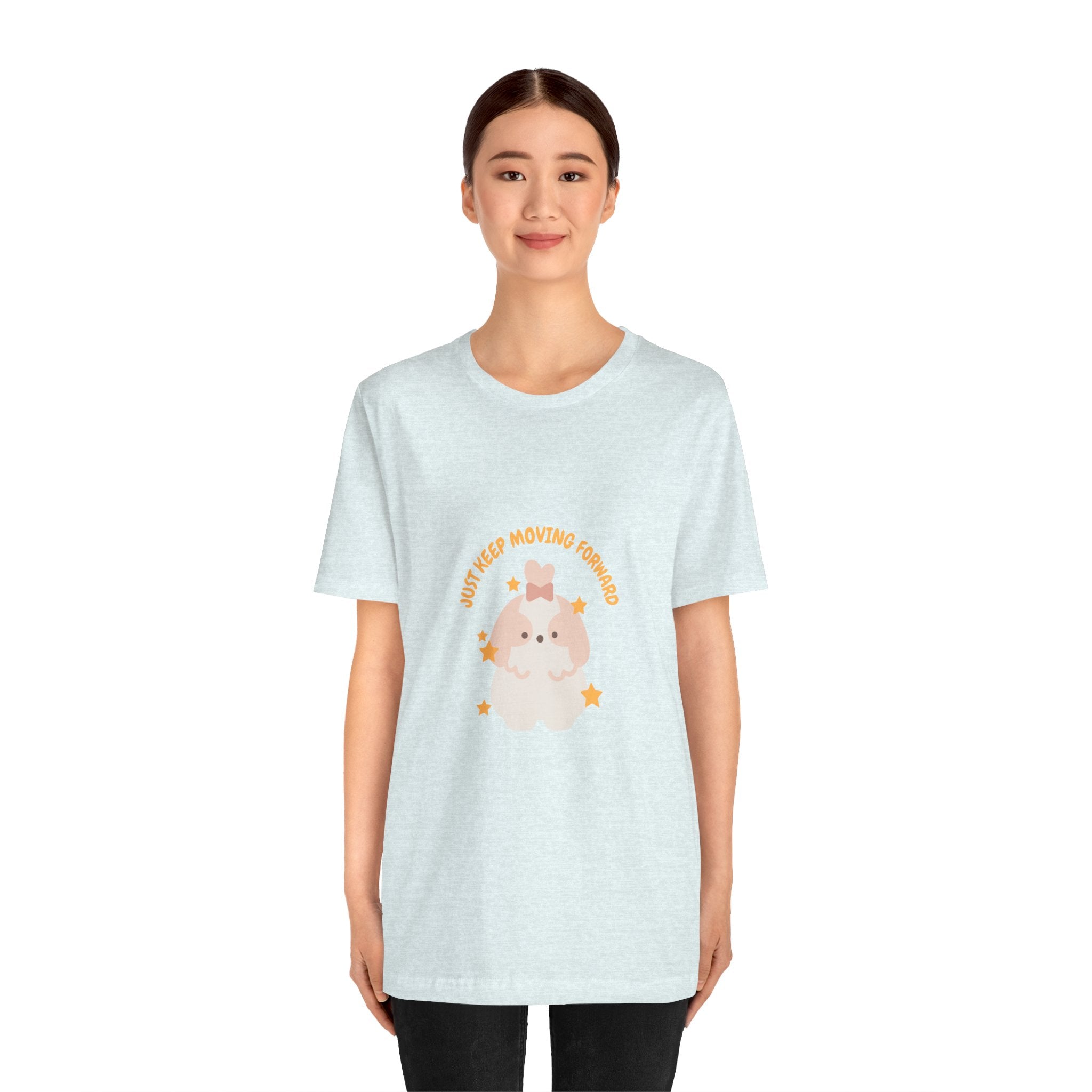 Cute Kawaii Bunny Tee — "Just Keep Moving Forward" Graphic T-Shirt