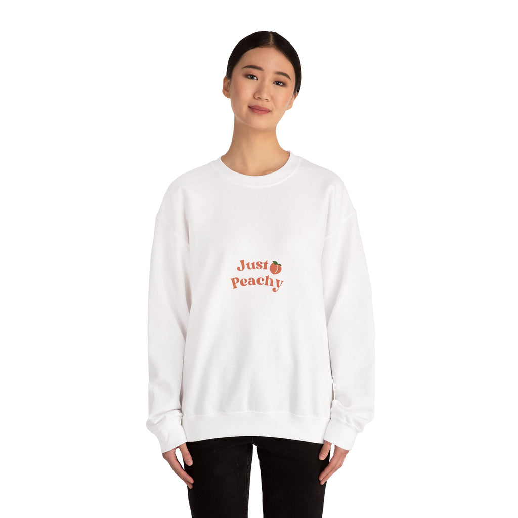 Just Peachy Crewneck Sweatshirt — Cute Peach Graphic Pullover