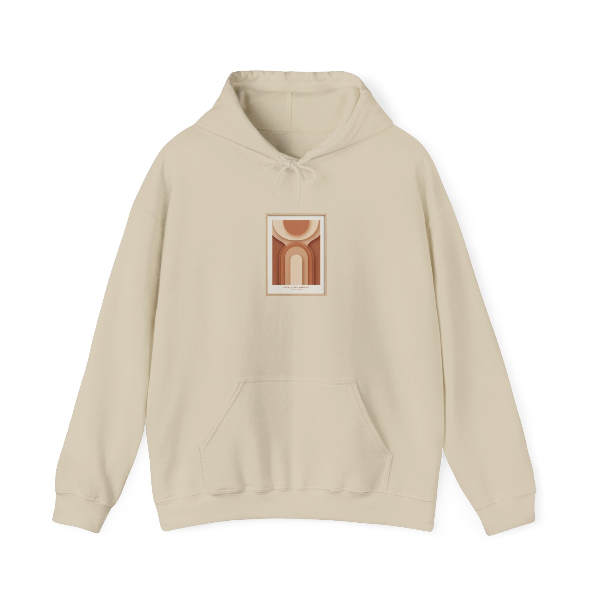 Terracotta Abstract Arch Hoodie | warm neutral shapes, boho arch design