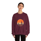 Hello Sunshine Crewneck Sweatshirt — Retro Sunset Cactus Graphic