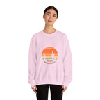 Hello Sunshine Crewneck Sweatshirt — Retro Sunset Cactus Graphic