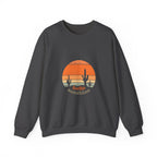 Hello Sunshine Crewneck Sweatshirt — Retro Sunset Cactus Graphic