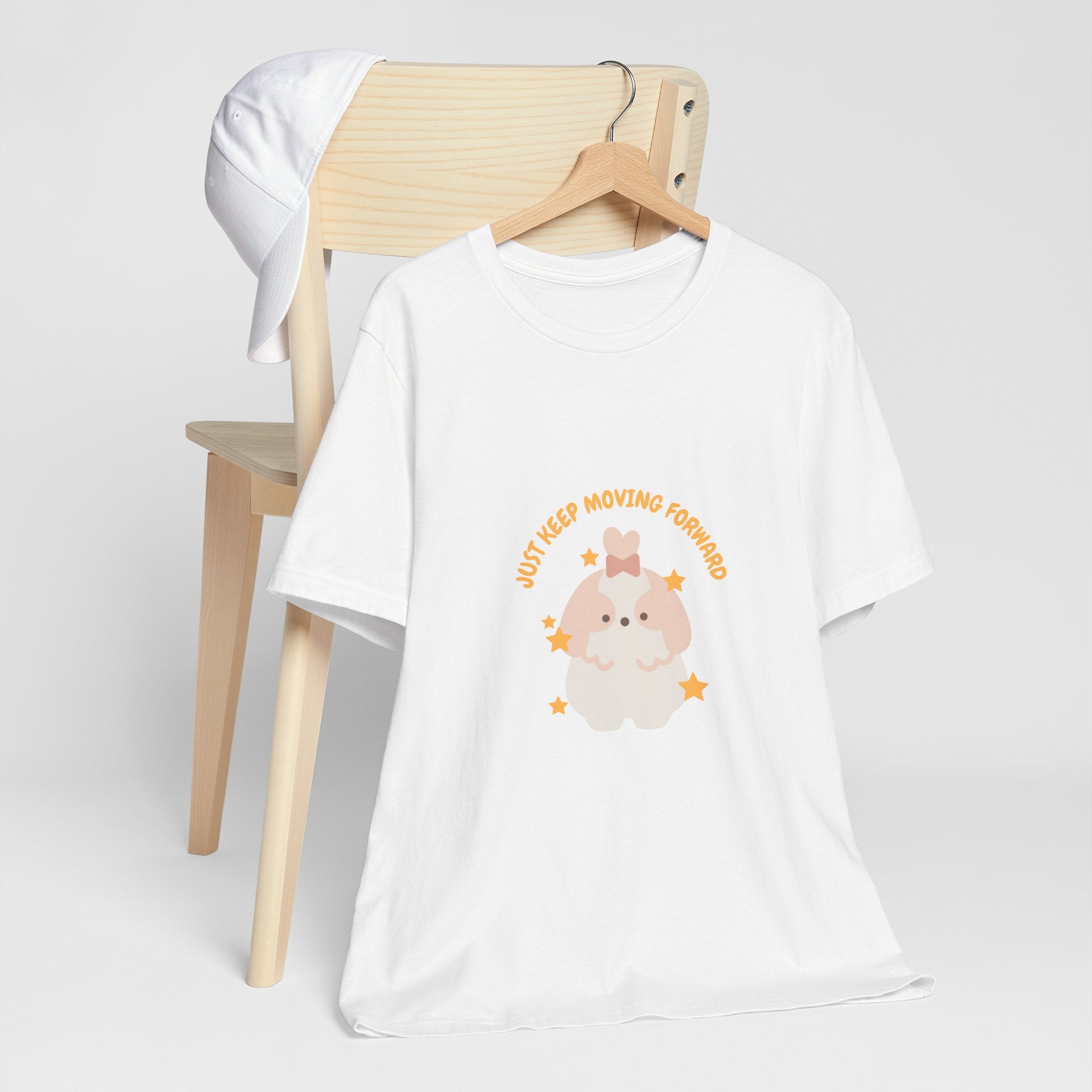 Cute Kawaii Bunny Tee — "Just Keep Moving Forward" Graphic T-Shirt