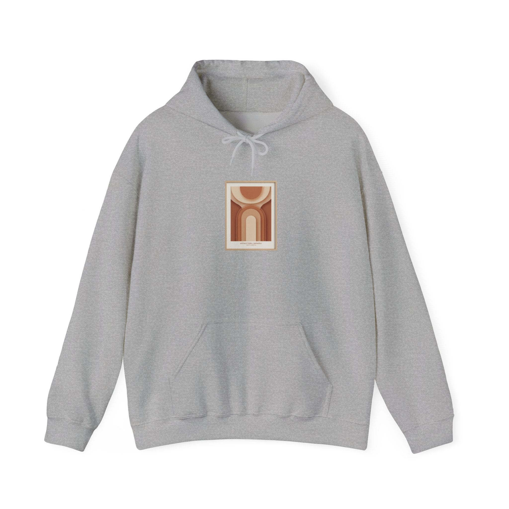 Terracotta Abstract Arch Hoodie | warm neutral shapes, boho arch design
