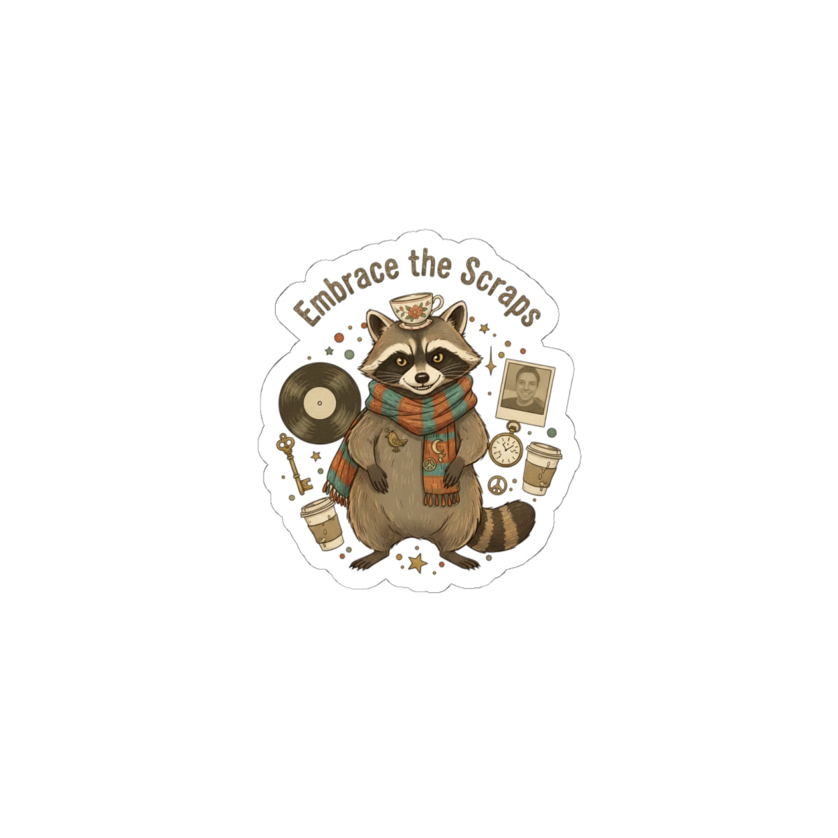 Embrace the Scraps Raccoon Sticker | Scavenger Chic, Trash Animal Realism