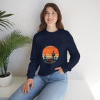 Hello Sunshine Crewneck Sweatshirt — Retro Sunset Cactus Graphic