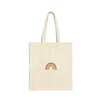 Neutral Rainbow Boho Arc Tote | muted rainbow art, desert arc design