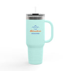 40oz Insulated Travel Mug — “The Adventure Begins” Mountain Stainless Tumbler