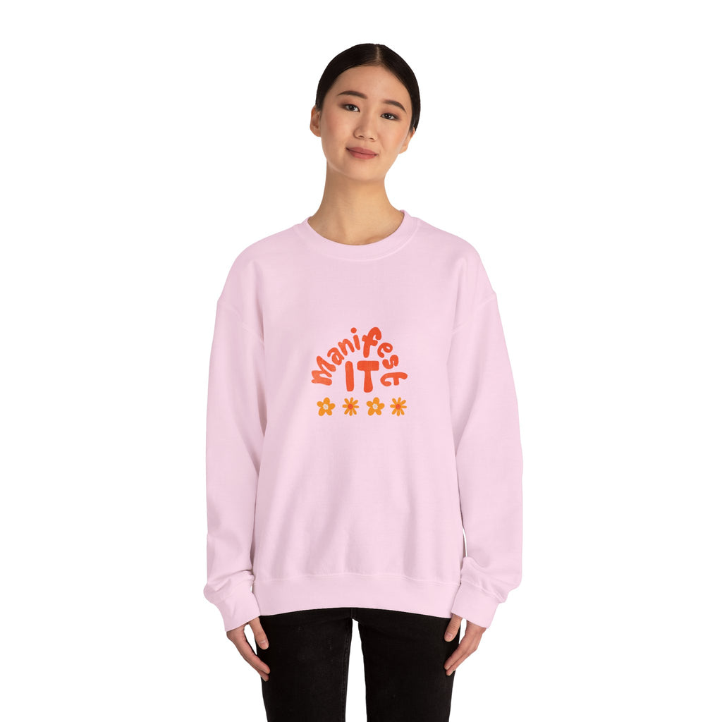 Manifest It Sweatshirt — Retro Flower Graphic Crewneck