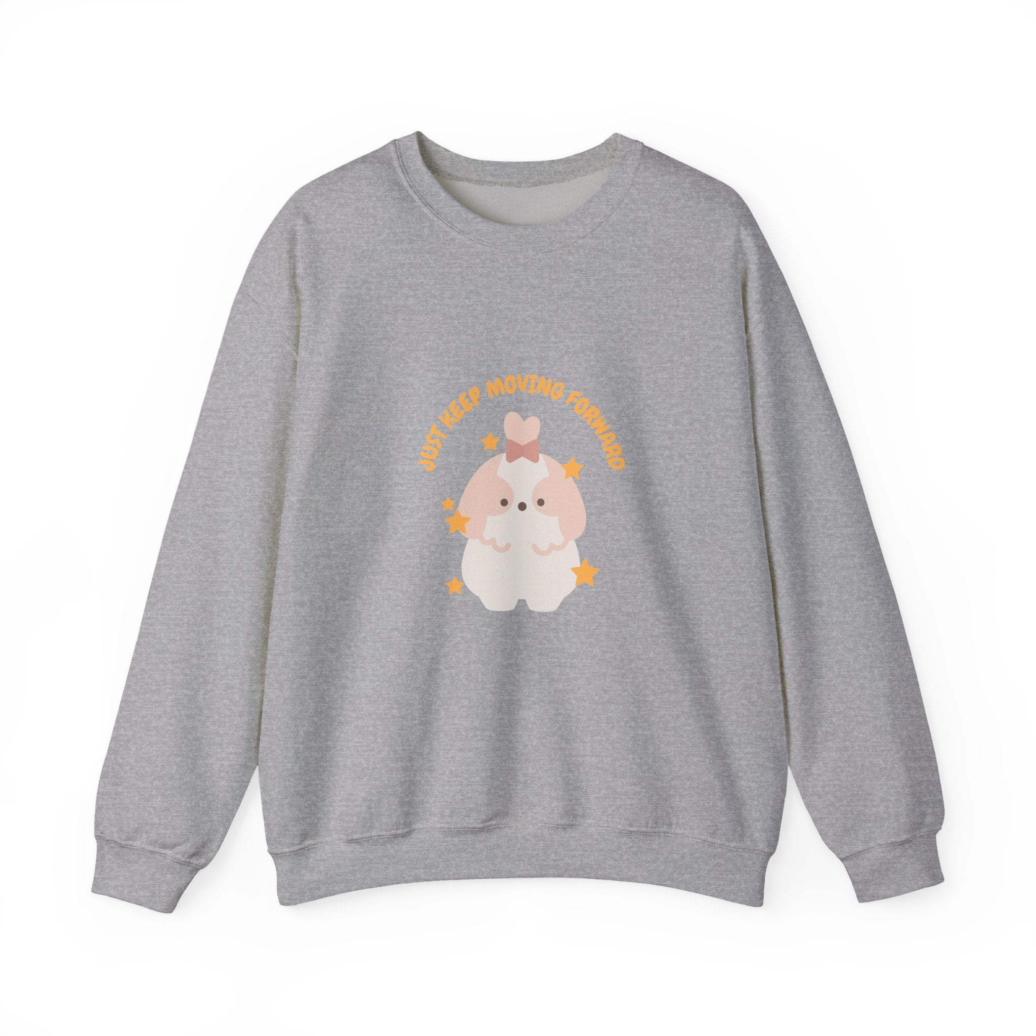 Crewneck Sweatshirt — Cute Kawaii Stars Design "Just Keep Moving Forward"