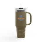 40oz Insulated Travel Mug — “The Adventure Begins” Mountain Stainless Tumbler