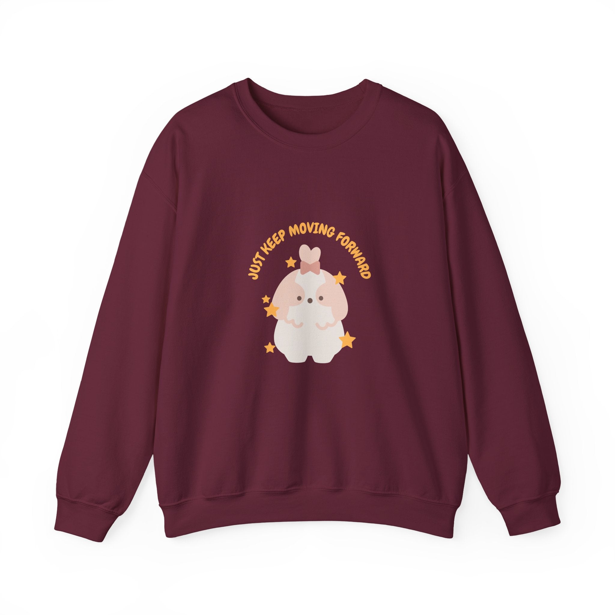 Crewneck Sweatshirt — Cute Kawaii Stars Design "Just Keep Moving Forward"