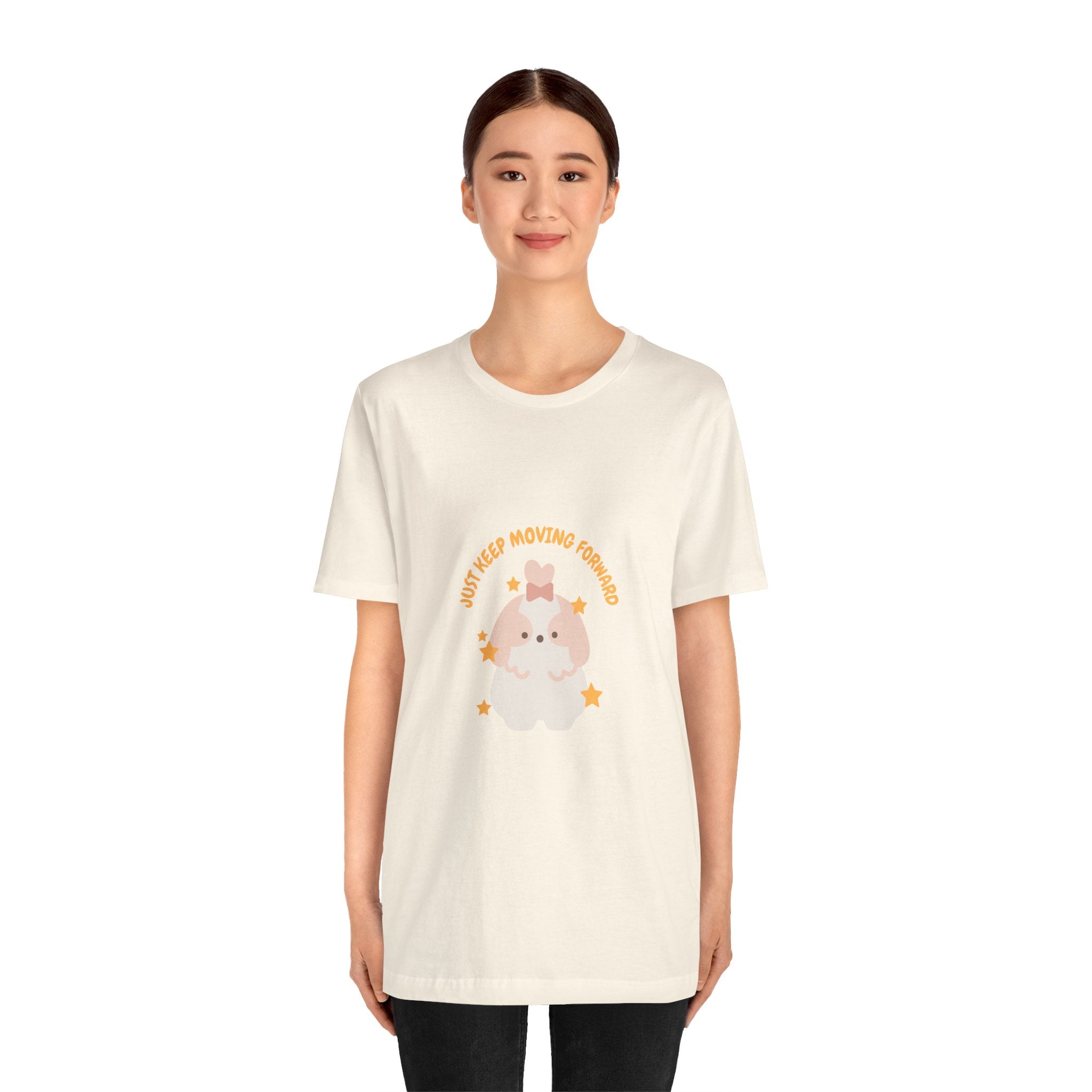 Cute Kawaii Bunny Tee — "Just Keep Moving Forward" Graphic T-Shirt