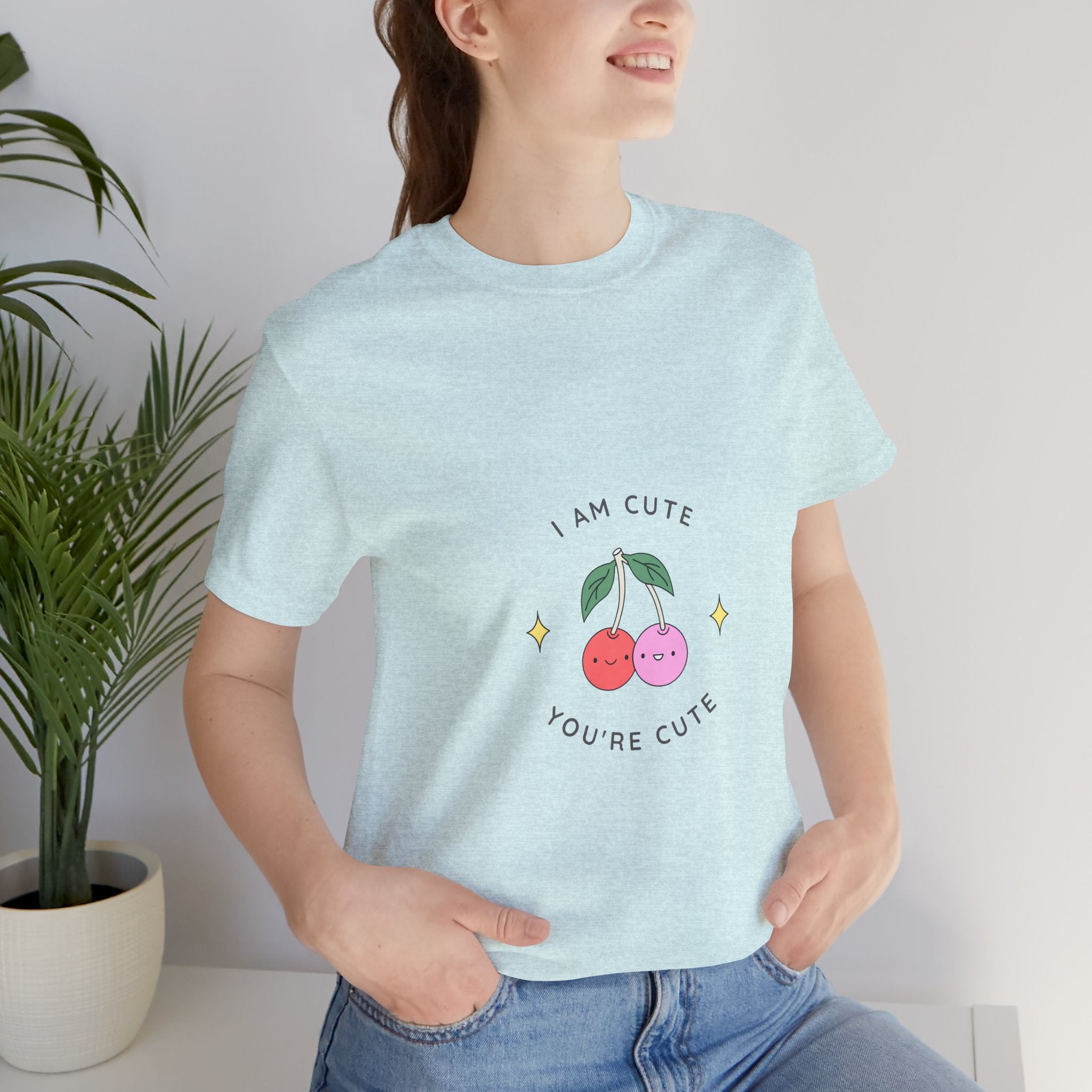 Cute Cherries Graphic Tee — "I Am Cute, You're Cute" Cute Fruit T-Shirt