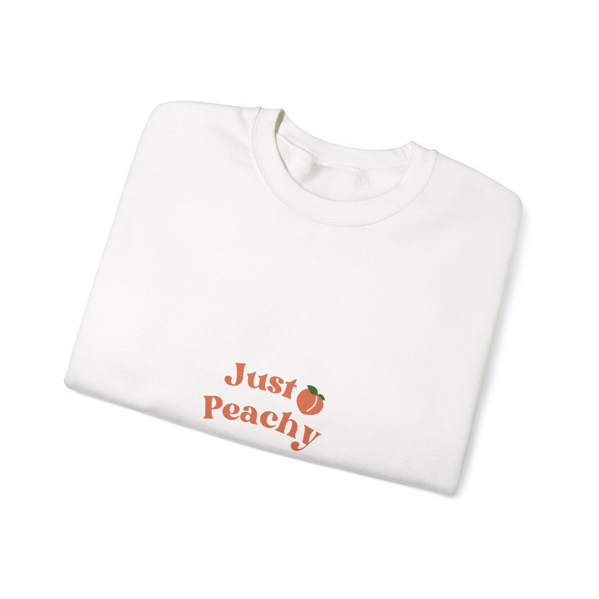 Just Peachy Crewneck Sweatshirt — Cute Peach Graphic Pullover