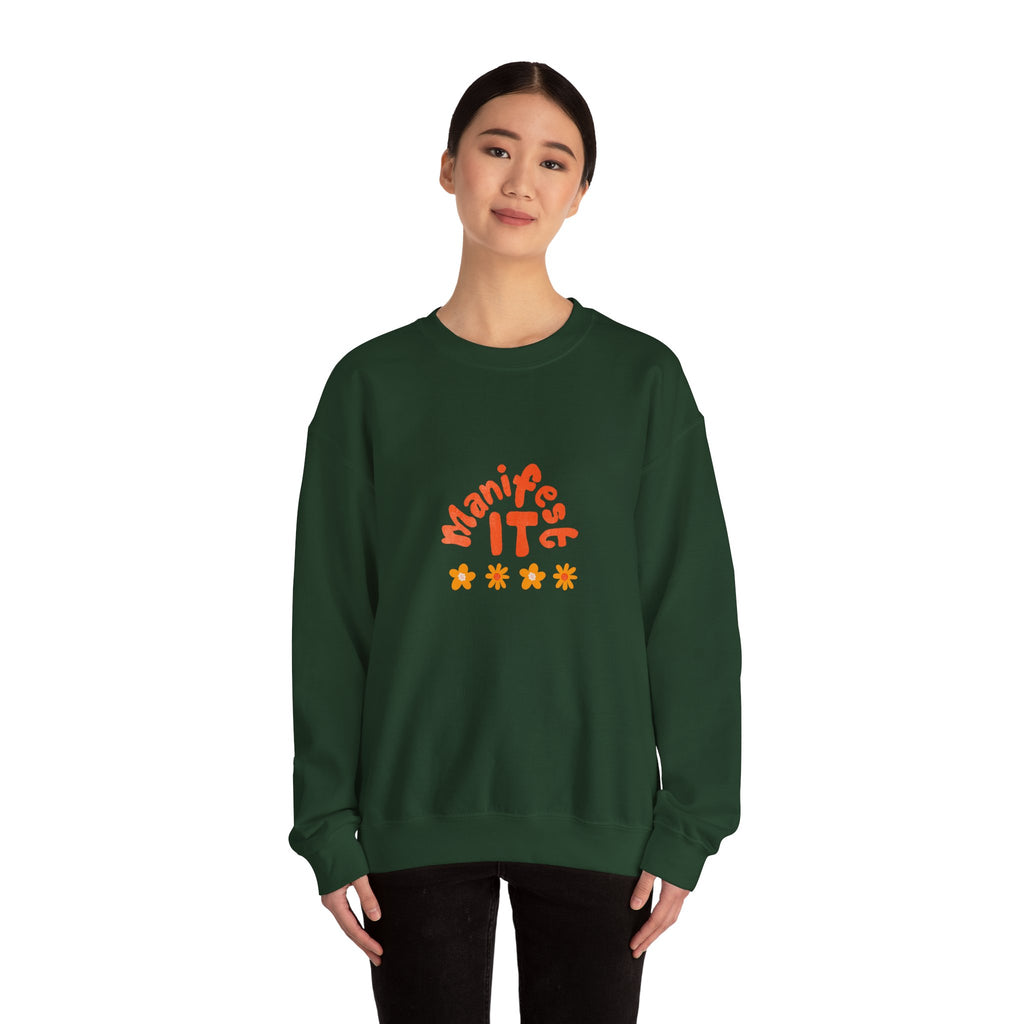 Manifest It Sweatshirt — Retro Flower Graphic Crewneck