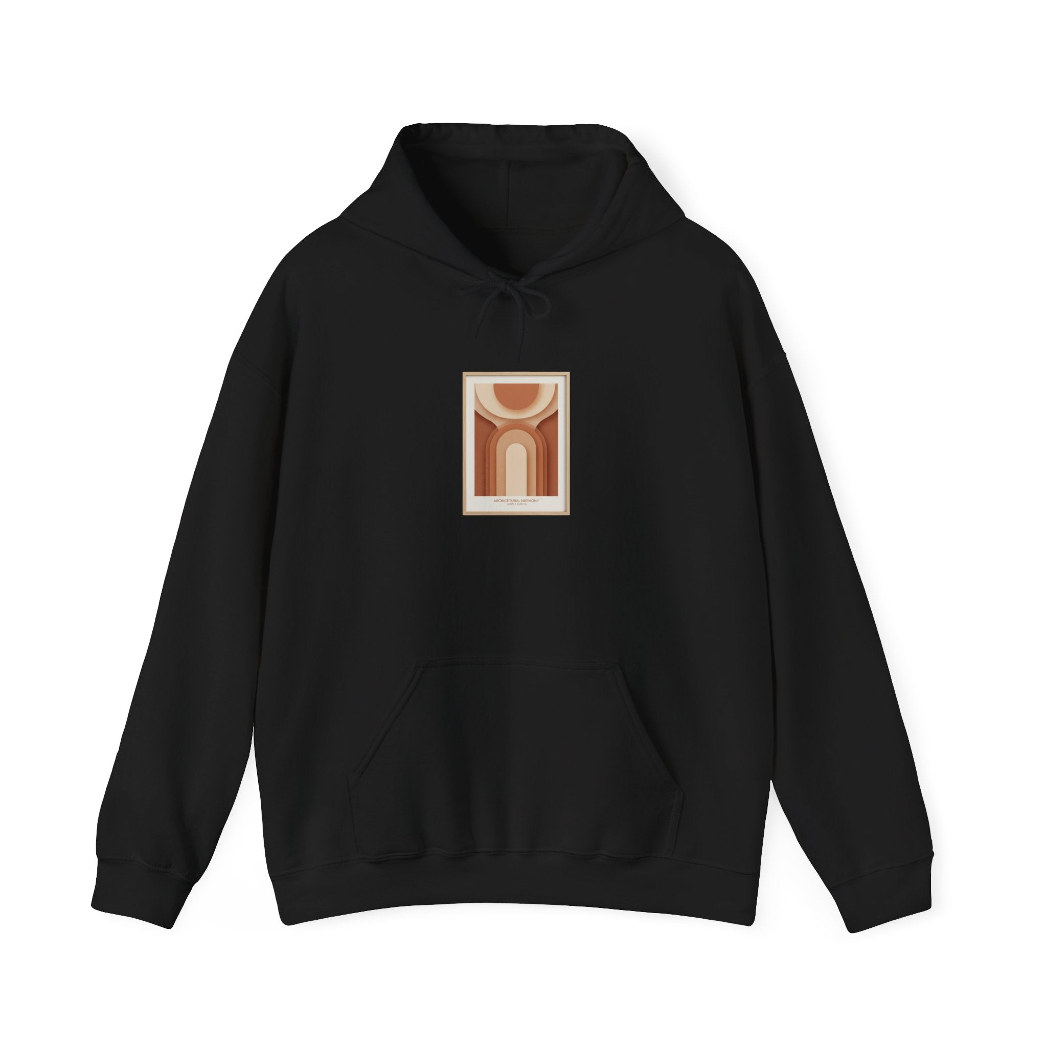Terracotta Abstract Arch Hoodie | warm neutral shapes, boho arch design