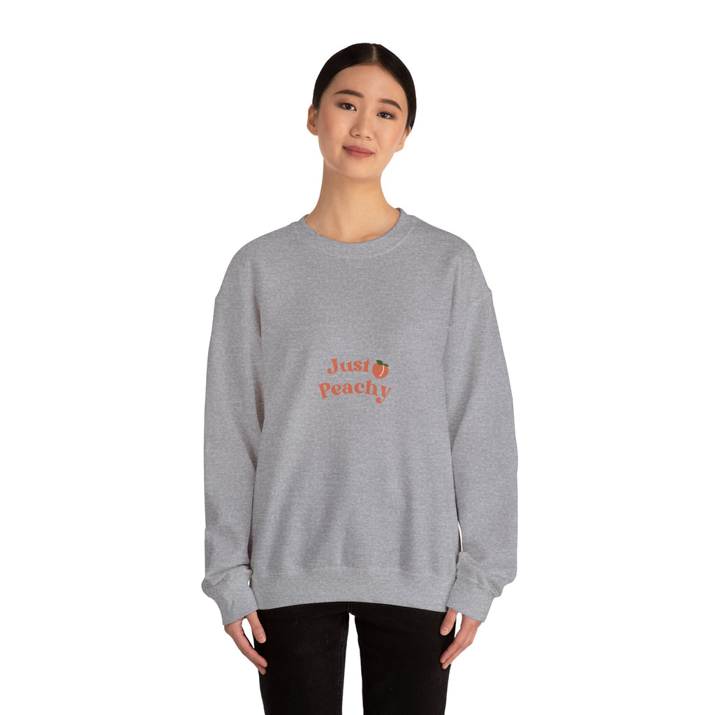 Just Peachy Crewneck Sweatshirt — Cute Peach Graphic Pullover