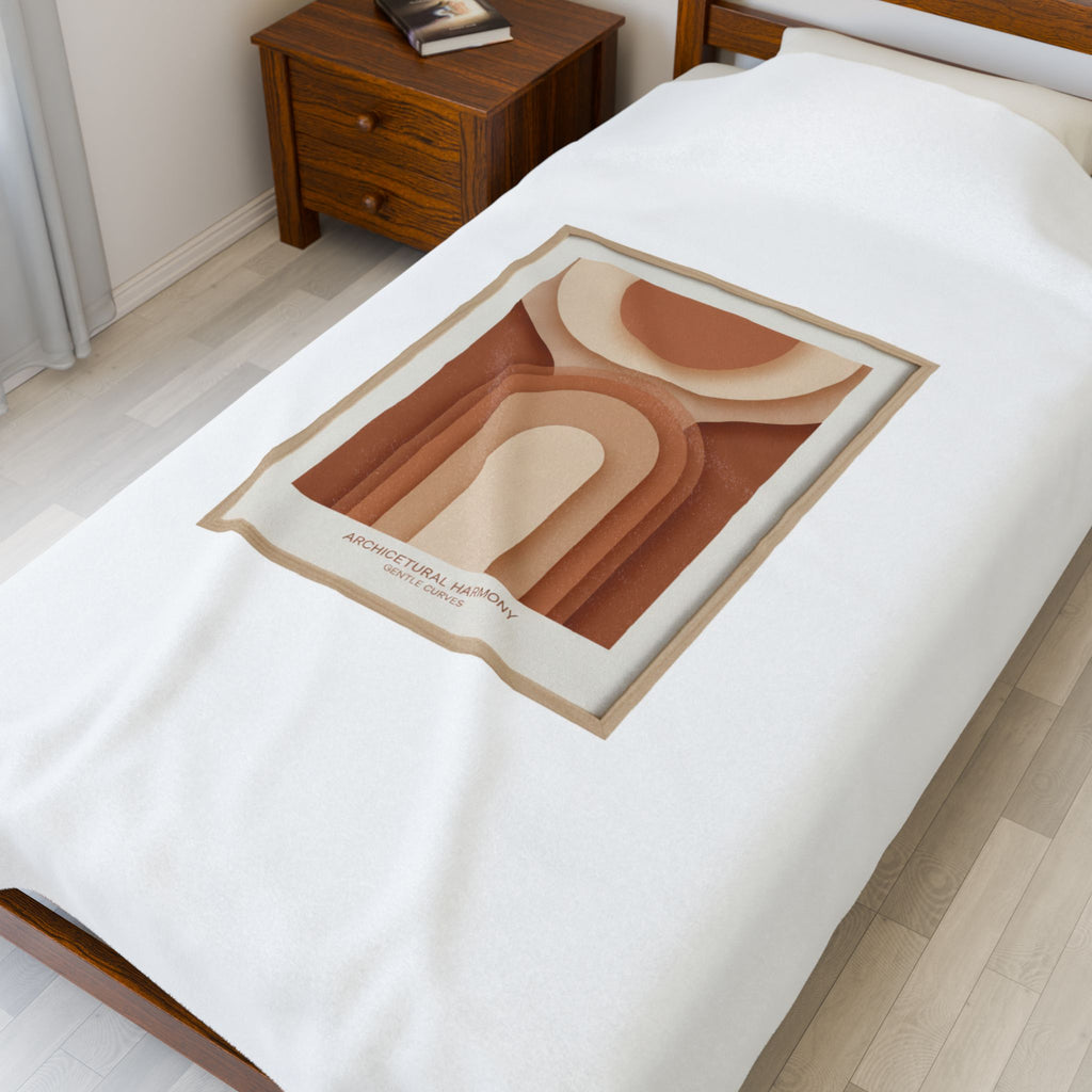 Terracotta Arch Abstract Velveteen Blanket | warm neutral shapes, clay tone decor