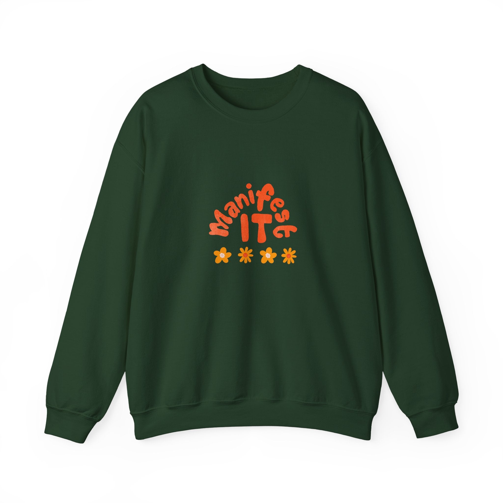 Manifest It Sweatshirt — Retro Flower Graphic Crewneck