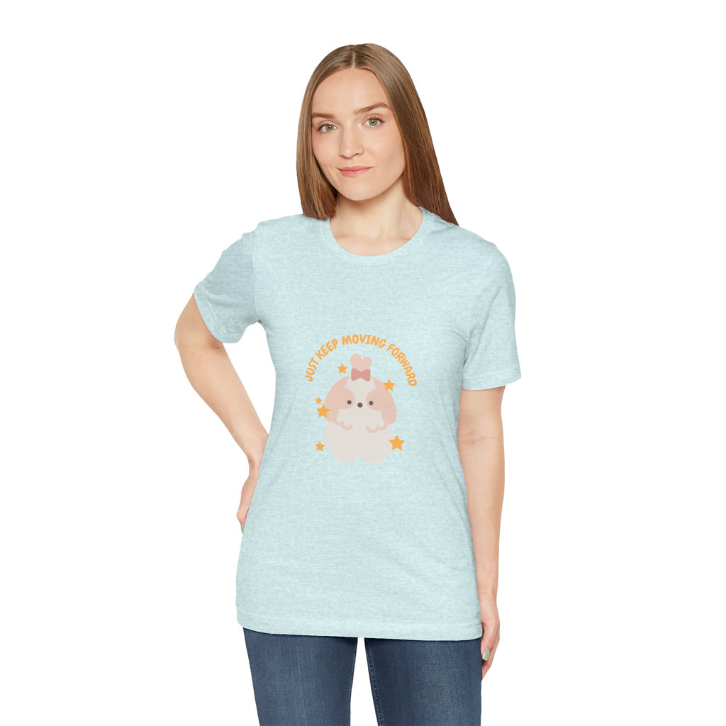 Cute Kawaii Bunny Tee — "Just Keep Moving Forward" Graphic T-Shirt