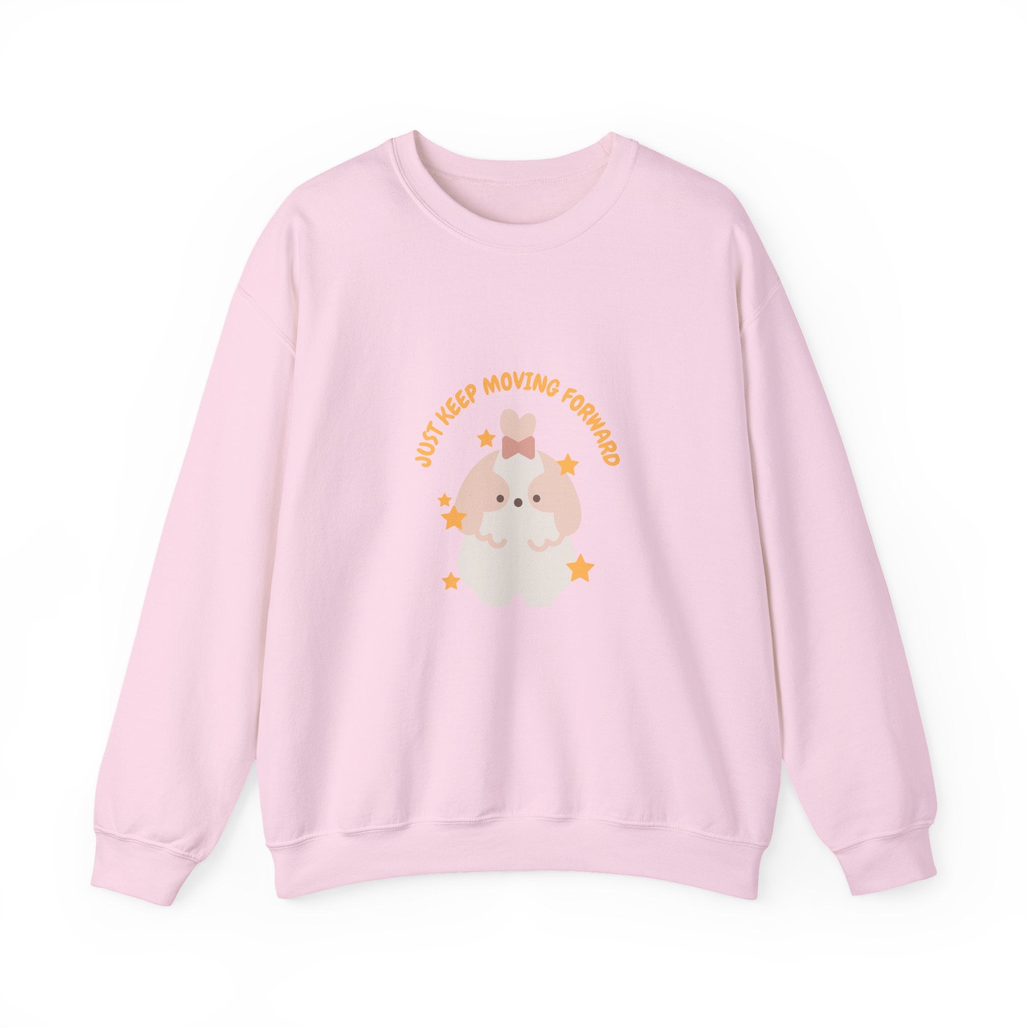 Crewneck Sweatshirt — Cute Kawaii Stars Design "Just Keep Moving Forward"