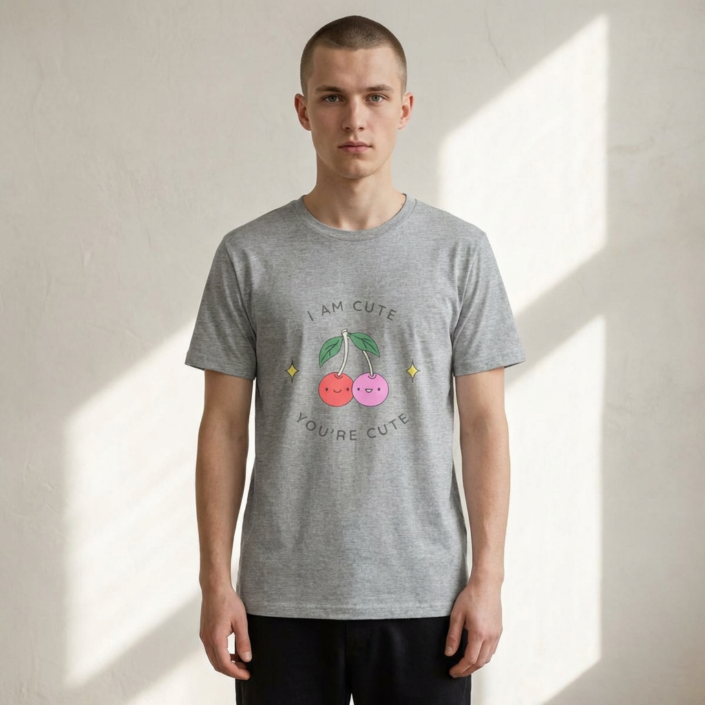 Cute Cherries Graphic Tee — "I Am Cute, You're Cute" Cute Fruit T-Shirt