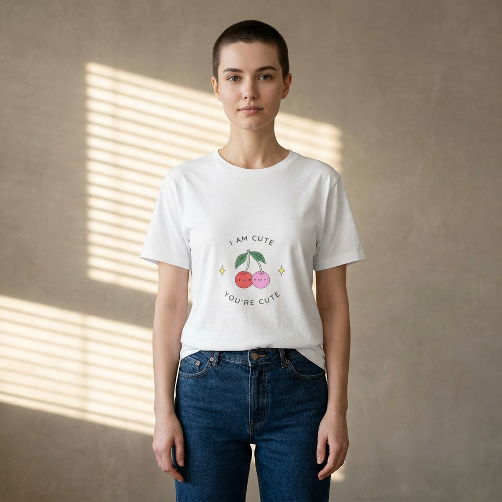 Cute Cherries Graphic Tee — "I Am Cute, You're Cute" Cute Fruit T-Shirt