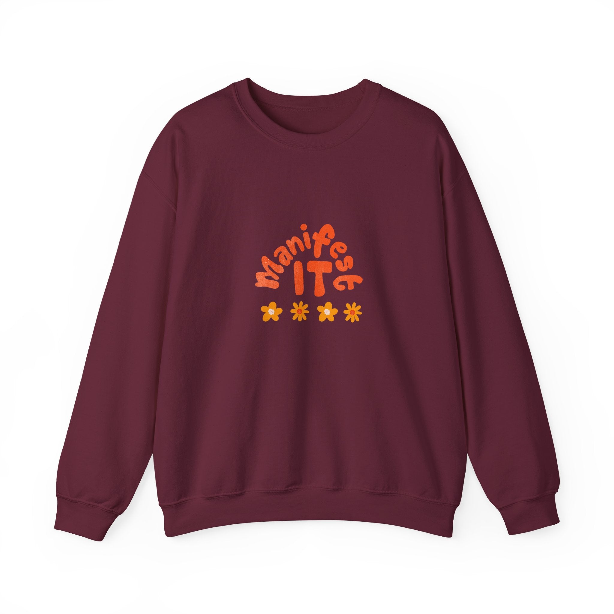 Manifest It Sweatshirt — Retro Flower Graphic Crewneck