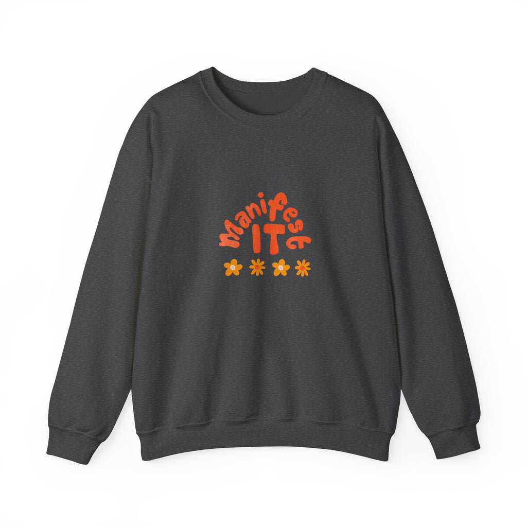 Manifest It Sweatshirt — Retro Flower Graphic Crewneck