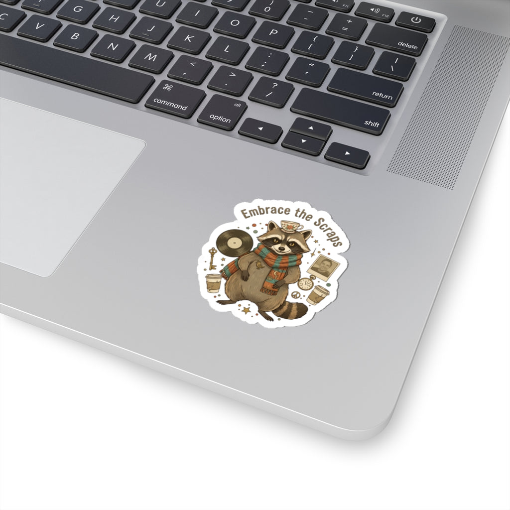 Embrace the Scraps Raccoon Sticker | Scavenger Chic, Trash Animal Realism