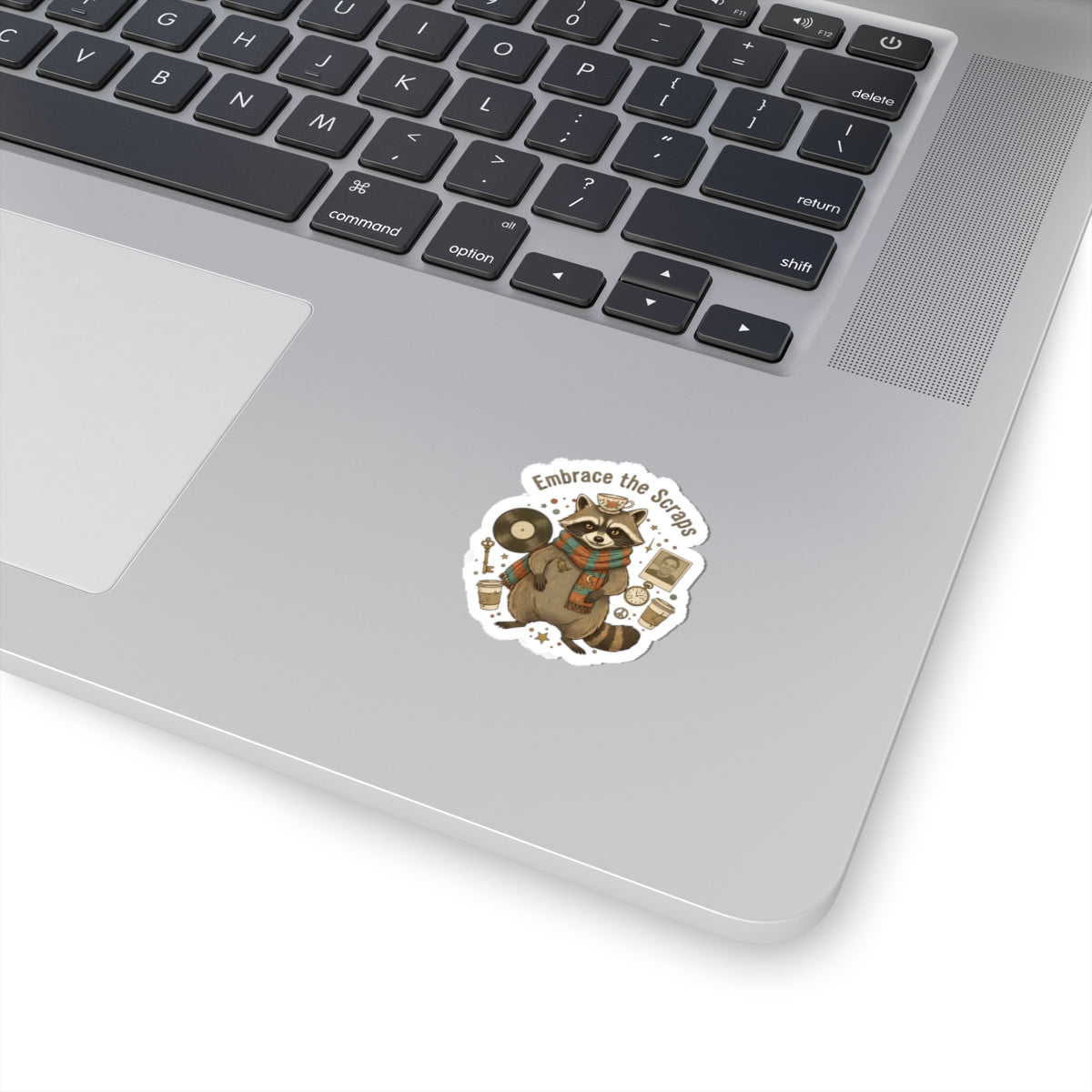 Embrace the Scraps Raccoon Sticker | Scavenger Chic, Trash Animal Realism