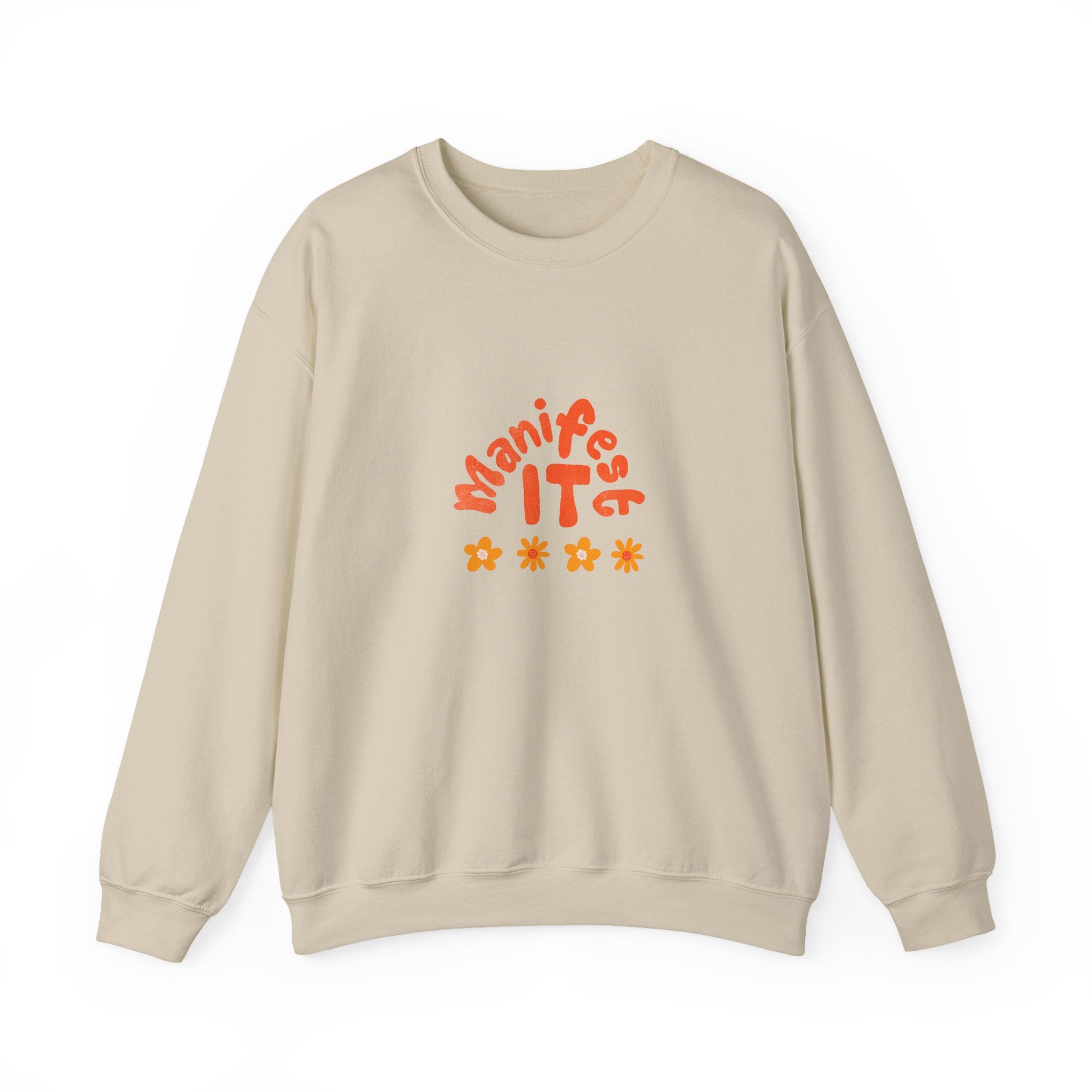 Manifest It Sweatshirt — Retro Flower Graphic Crewneck