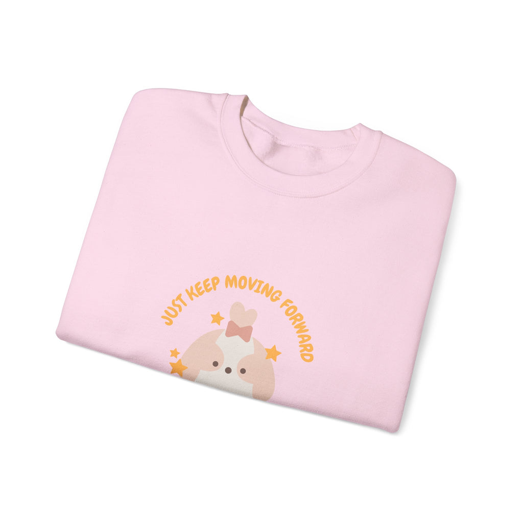 Crewneck Sweatshirt — Cute Kawaii Stars Design "Just Keep Moving Forward"