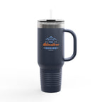 40oz Insulated Travel Mug — “The Adventure Begins” Mountain Stainless Tumbler