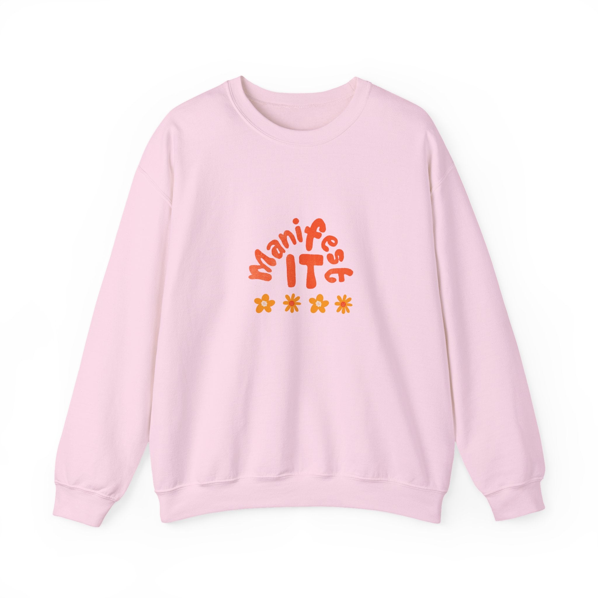 Manifest It Sweatshirt — Retro Flower Graphic Crewneck
