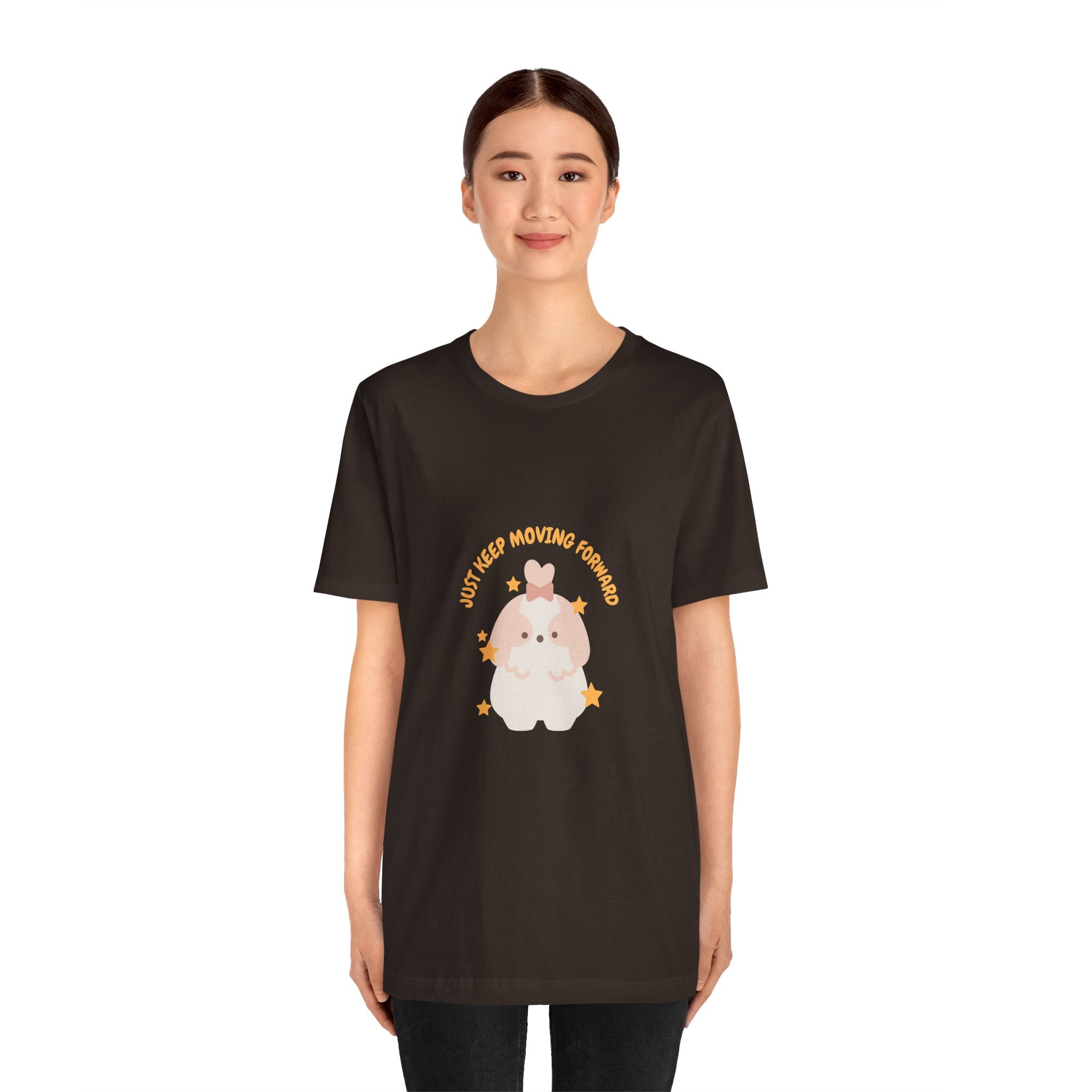 Cute Kawaii Bunny Tee — "Just Keep Moving Forward" Graphic T-Shirt