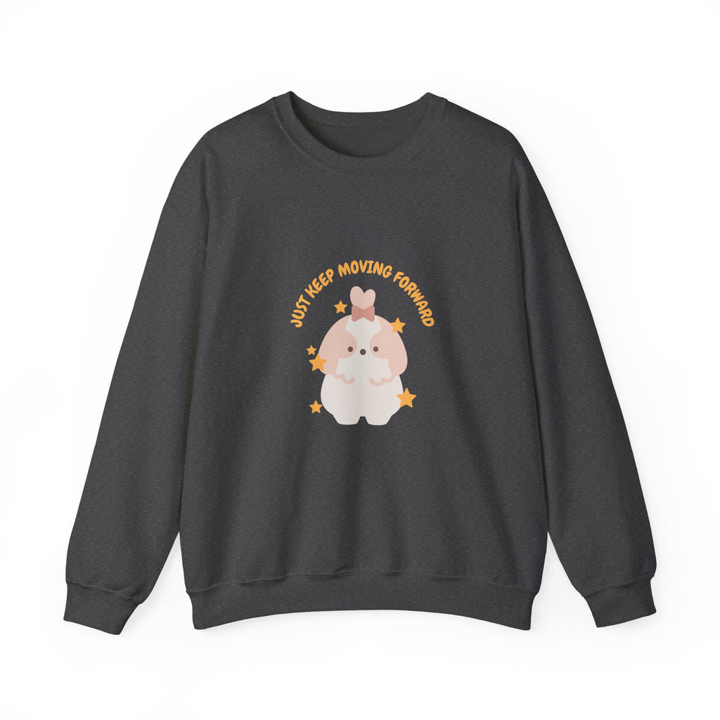 Crewneck Sweatshirt — Cute Kawaii Stars Design "Just Keep Moving Forward"