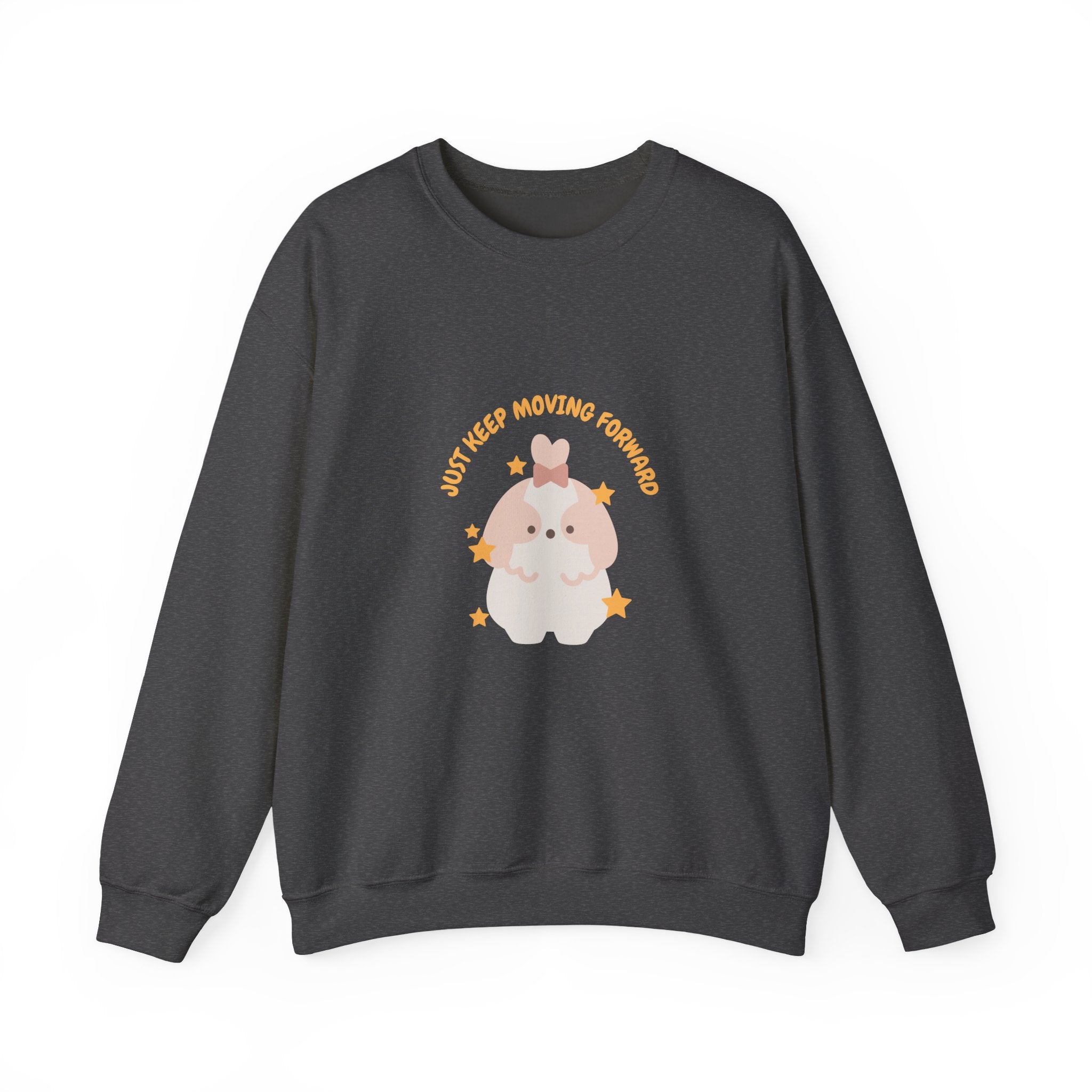 Crewneck Sweatshirt — Cute Kawaii Stars Design "Just Keep Moving Forward"