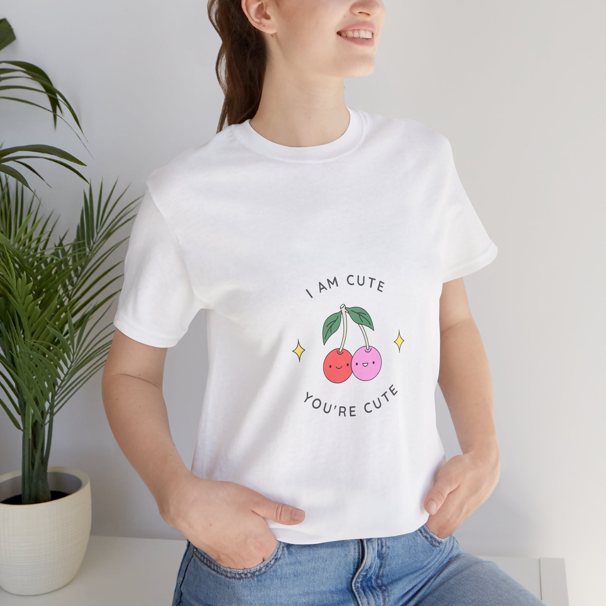 Cute Cherries Graphic Tee — "I Am Cute, You're Cute" Cute Fruit T-Shirt