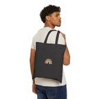 Neutral Rainbow Boho Arc Tote | muted rainbow art, desert arc design