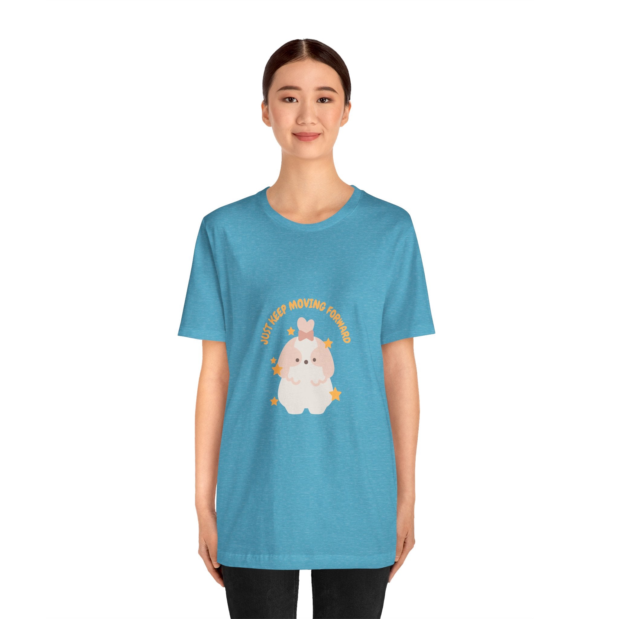 Cute Kawaii Bunny Tee — "Just Keep Moving Forward" Graphic T-Shirt