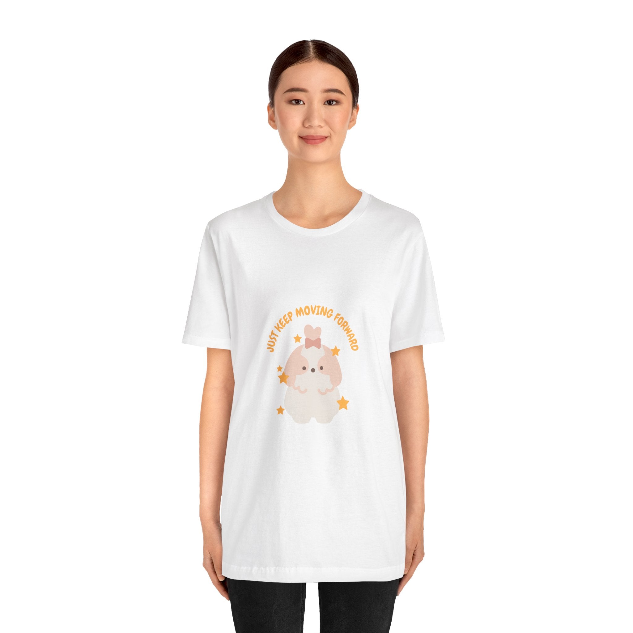 Cute Kawaii Bunny Tee — "Just Keep Moving Forward" Graphic T-Shirt
