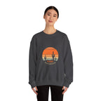 Hello Sunshine Crewneck Sweatshirt — Retro Sunset Cactus Graphic